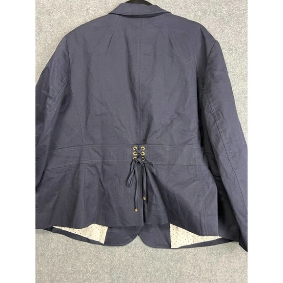 Talbots Blazer Women 22 W Navy Blue Long Sleeve Double Button Back Tie Detail - Picture 7 of 12